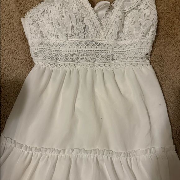 White Lace Bodice Maxi Dress - Women's Summer Dress - Picture 3 of 3